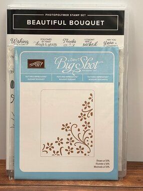BNDL STAMPIN UP 143666 BEAUTIFUL BOUQUET STAMP SET & 115964 ELEGANT EMBOSSING FO